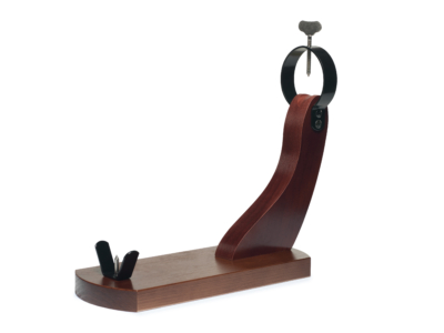 Basic walnut-finished ham stand